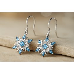Srebrne kolczyki śnieżki wiszące rodowane kolczyki srebro próba 925