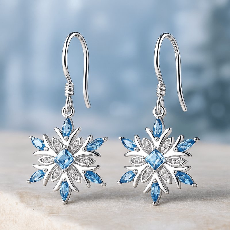 Srebrne kolczyki śnieżki wiszące rodowane kolczyki srebro próba 925