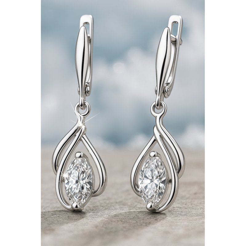 Duże kolczyki srebrne wiszące srebro próba 925 długie kolczyki angielskie