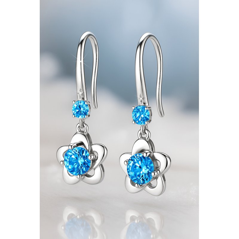 Kolczyki srebrne kwiatki rodowane kolczyki srebro próba 925 wiszące