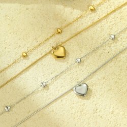 Złoty naszyjnik serce serca podwójny stal szlachetna chirurgiczna 316L