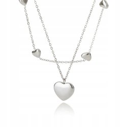 Srebrny naszyjnik serce serca podwójny stal szlachetna chirurgiczna 316L