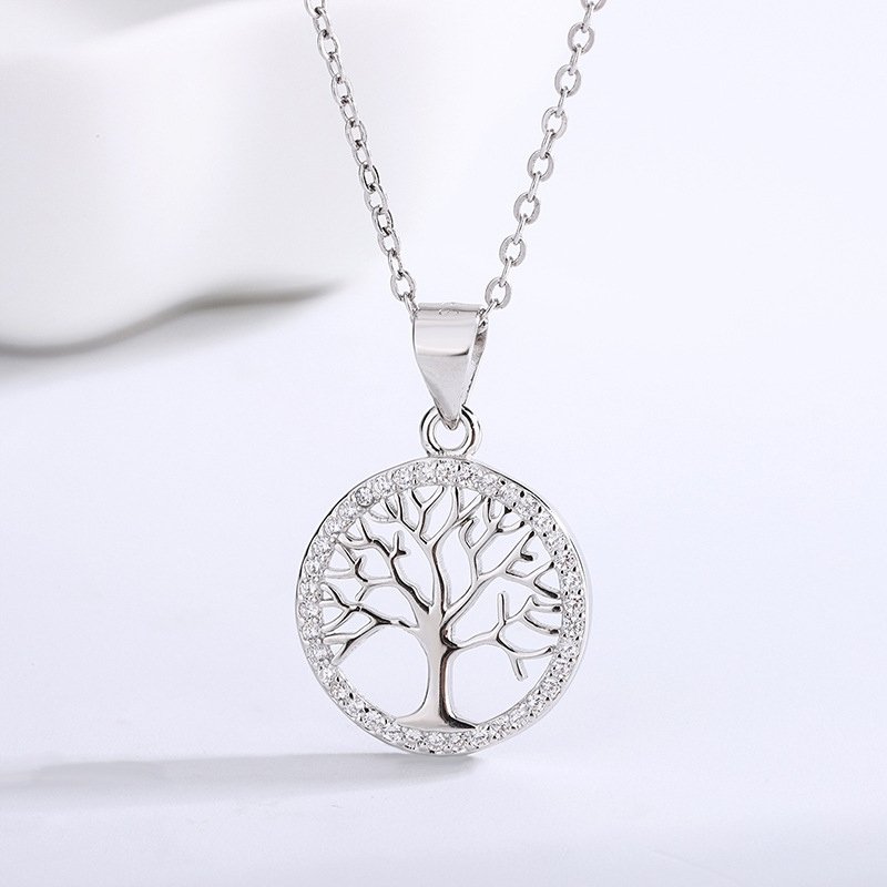 Srebrny naszyjnik drzewko szczęścia stal chirurgiczna szlachetna 316L