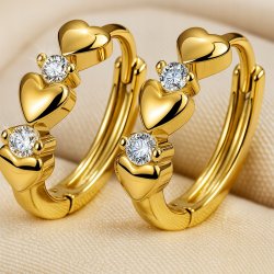 Srebrne kolczyki serca kółka pozłacane srebro 925