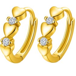 Srebrne kolczyki serca kółka pozłacane srebro 925