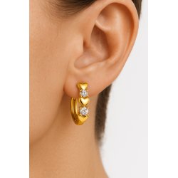 Srebrne kolczyki serca kółka pozłacane srebro 925