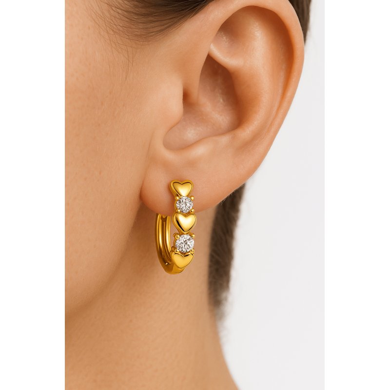 Srebrne kolczyki serca kółka pozłacane srebro 925