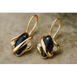 Srebrne kolczyki wiszące czarne damskie noc kairu srebro próba 925 pozłacane