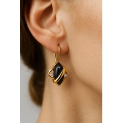 Srebrne kolczyki wiszące czarne damskie noc kairu srebro próba 925 pozłacane