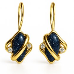 Srebrne kolczyki wiszące czarne damskie noc kairu srebro próba 925 pozłacane