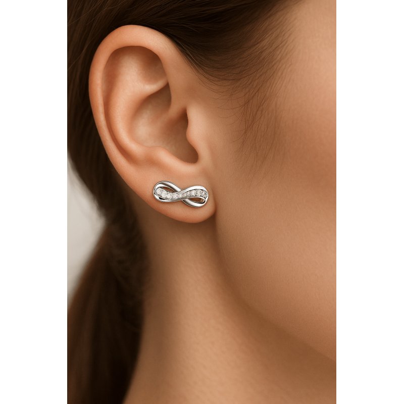 Kolczyki srebrne 925 rodowane nieskończoność kolczyki wyrkętki sztyfty