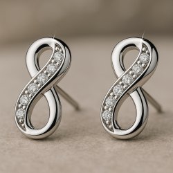 Kolczyki srebrne 925 rodowane nieskończoność kolczyki wyrkętki sztyfty