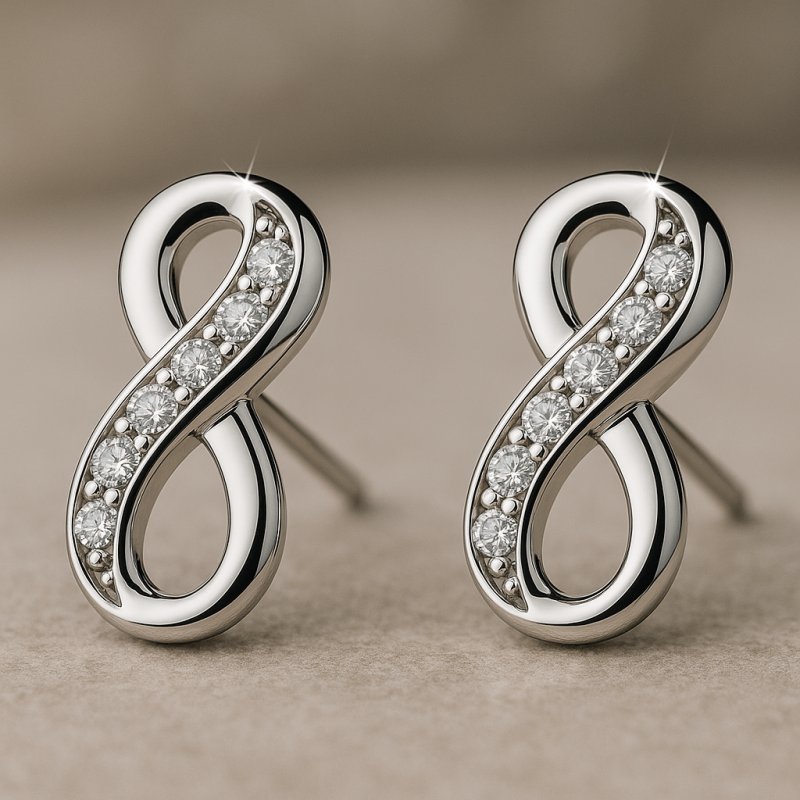 Kolczyki srebrne 925 rodowane nieskończoność kolczyki wyrkętki sztyfty