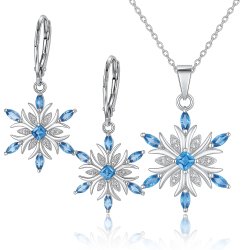 Srebrny komplet damski śnieżki śnieżynki gwiazdki na Święta srebro 925