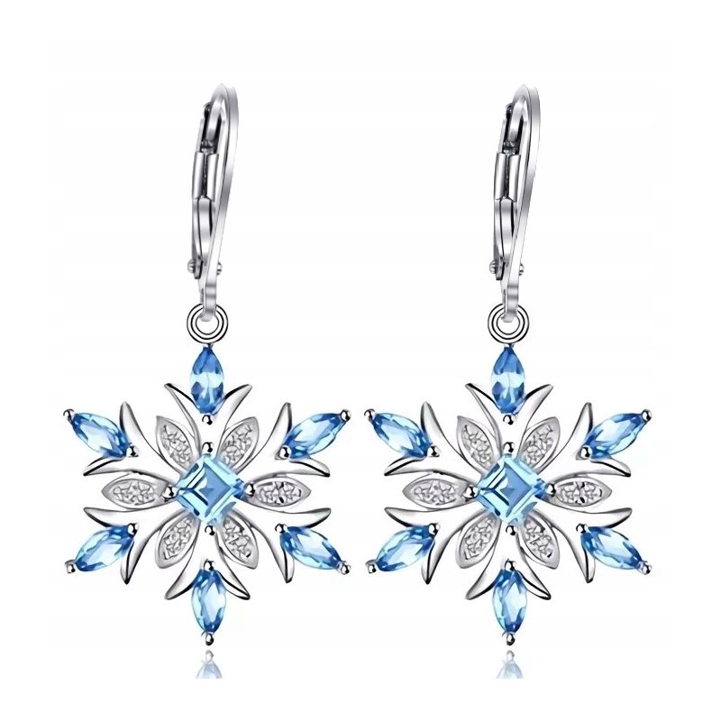 Srebrny komplet damski śnieżki śnieżynki gwiazdki na Święta srebro 925