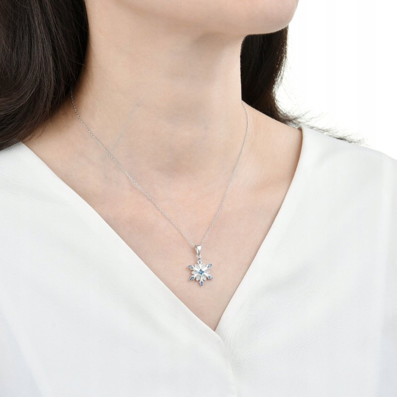 Srebrny komplet damski śnieżki śnieżynki gwiazdki na Święta srebro 925