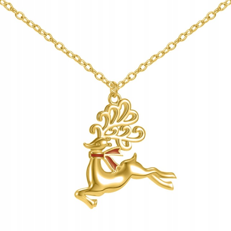 Srebrny komplet damski renifery na Święta srebro pozłacane 925