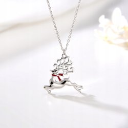 Srebrny komplet dla kobiety rodowany renifer na Święta srebro 925