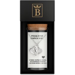 Srebrny naszyjnik damski w butelce dwa splecione serca srebro próba 925