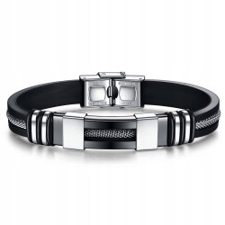 Czarna bransoletka czarne męska stal szlachetna 316L