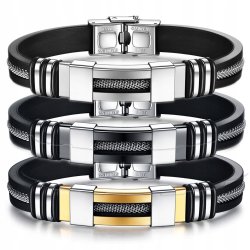 Czarna bransoletka czarne męska stal szlachetna 316L