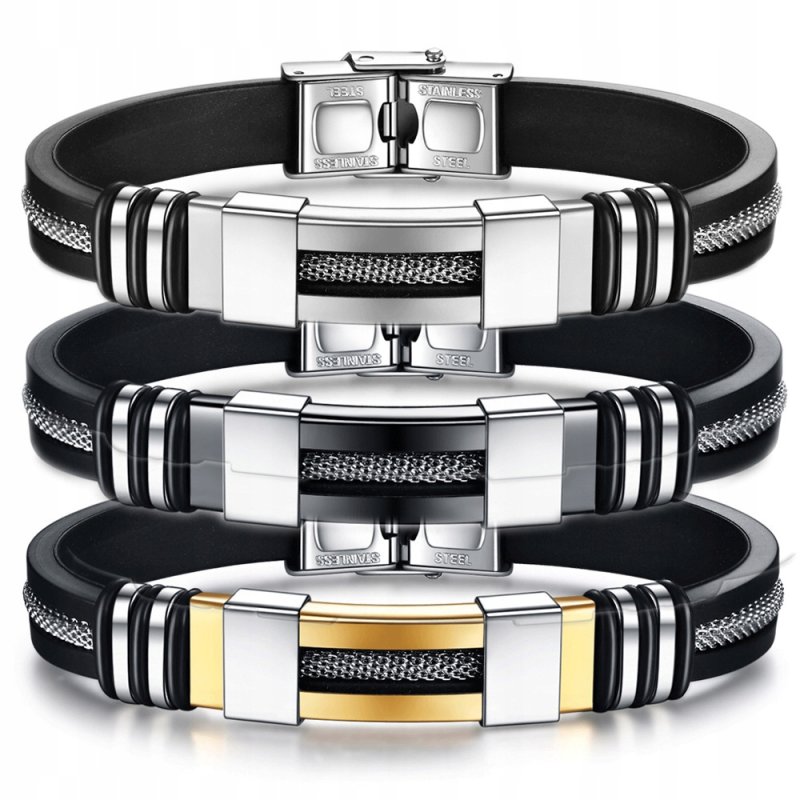 Czarna bransoletka czarne męska stal szlachetna 316L