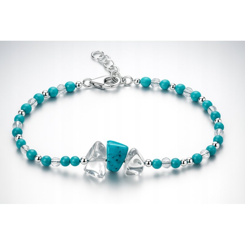 Srebrna damska bransoletka w butelce grudzień turkus srebro próba 925