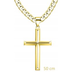 Naszyjnik pozłacany z zawieszką krzyż stal szlachetna 316L 50 cm