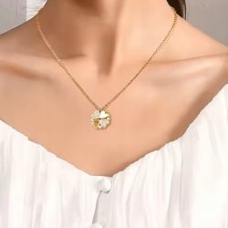 Naszyjnik damski pozłacany serce koniczynka stal szlachetna 316L 50cm