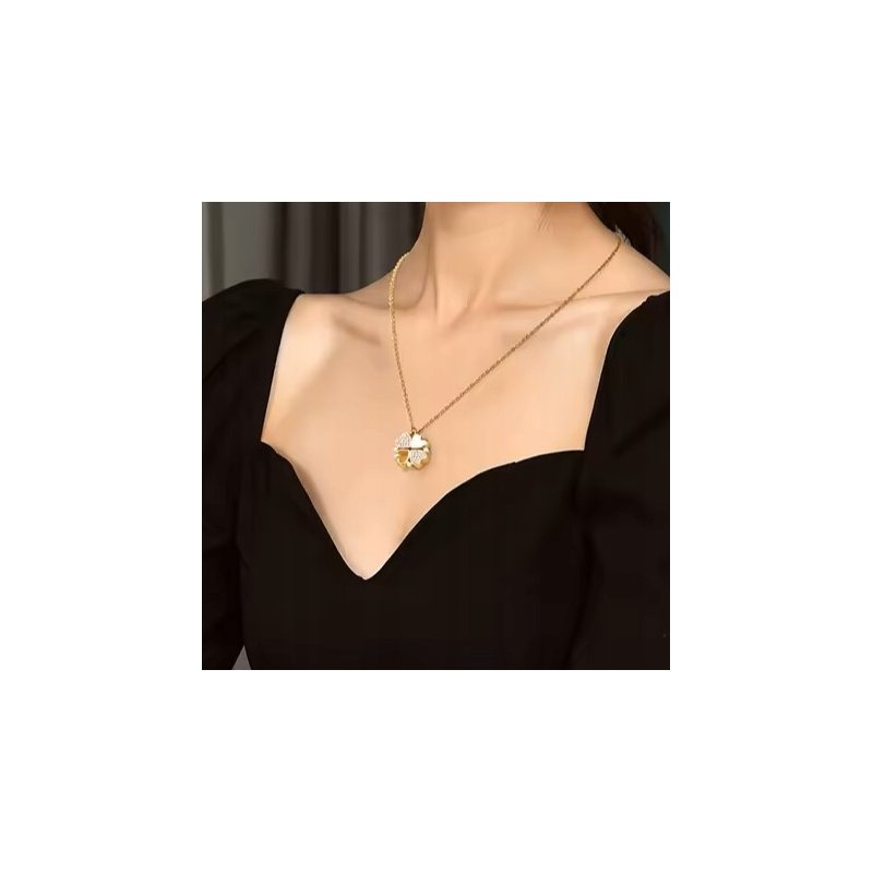 Naszyjnik damski pozłacany serce koniczynka stal szlachetna 316L 50cm