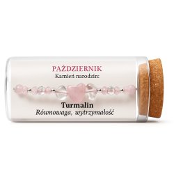 Srebrna damska bransoletka w butelce październik turmalin srebro próba 925