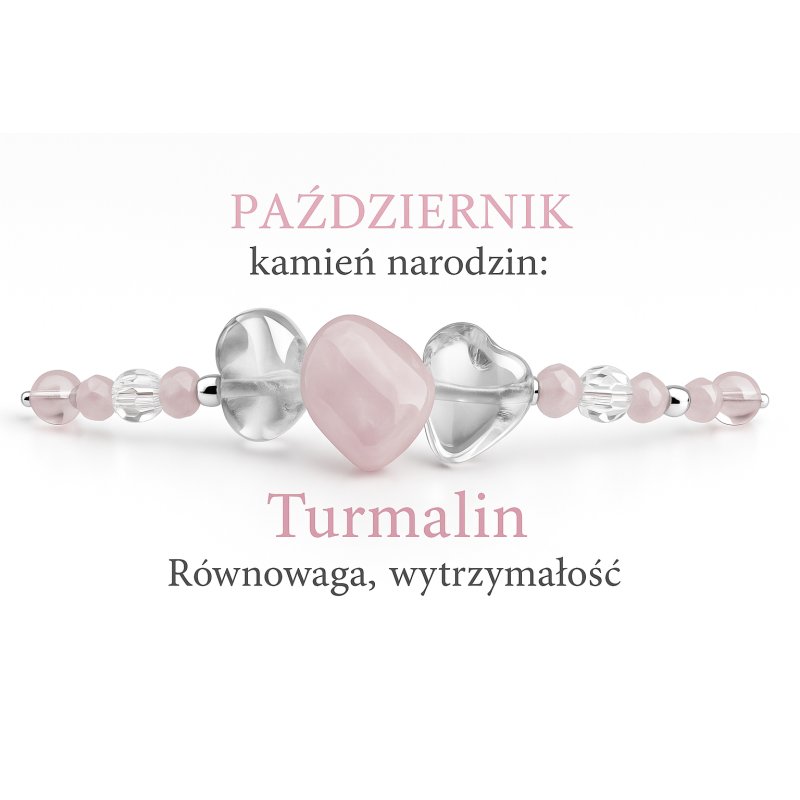 Srebrna damska bransoletka w butelce październik turmalin srebro próba 925