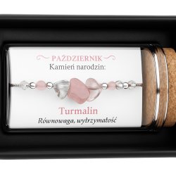 Srebrna damska bransoletka w butelce październik turmalin srebro próba 925