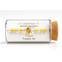 Srebrna damska bransoletka w butelce listopad topaz srebro próba 925
