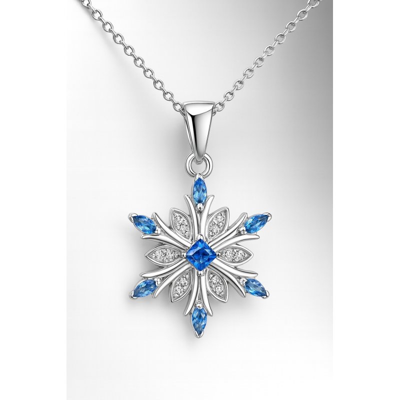 Srebrny Naszyjnik Świąteczny „Błękitny Płatek Śniegu” – idealny prezent pod choinkę