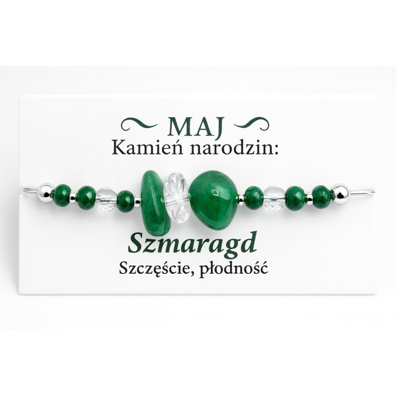 Srebrna damska bransoletka w butelce maj szmaragd srebro próba 925