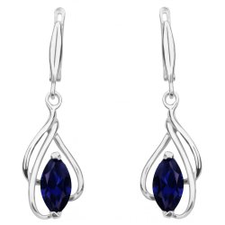 Piękne kolczyki srebrne szafir kolczyki wiszące angielskie srebro próba 925