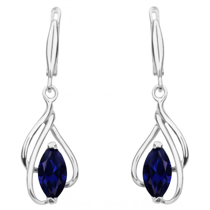 Piękne kolczyki srebrne szafir kolczyki wiszące angielskie srebro próba 925