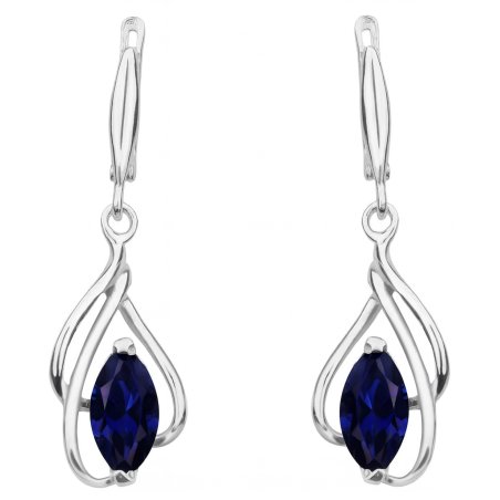 Piękne kolczyki srebrne szafir kolczyki wiszące angielskie srebro próba 925