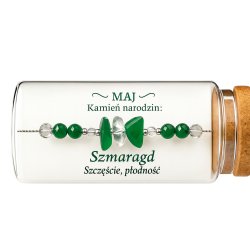 Srebrna damska bransoletka w butelce maj szmaragd srebro próba 925