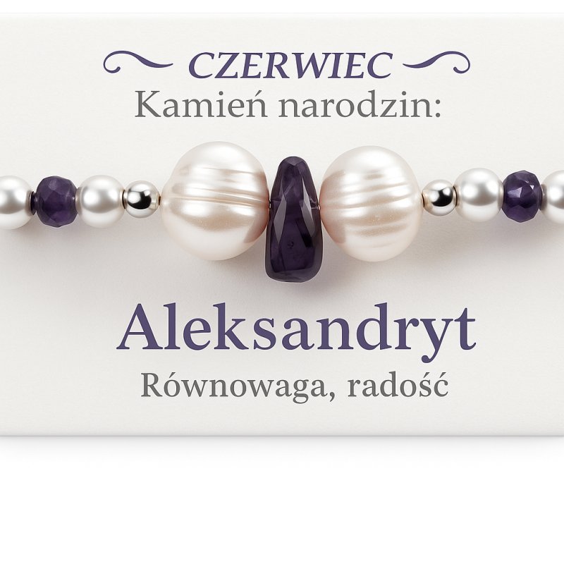 Srebrna damska bransoletka w butelce czerwiec aleksandryt srebro próba 925