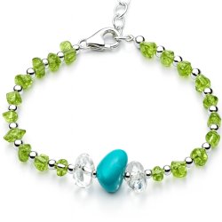 Srebrna damska bransoletka w butelce sierpień peridot srebro próba 925