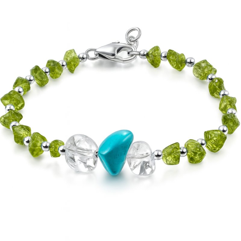 Srebrna damska bransoletka w butelce sierpień peridot srebro próba 925