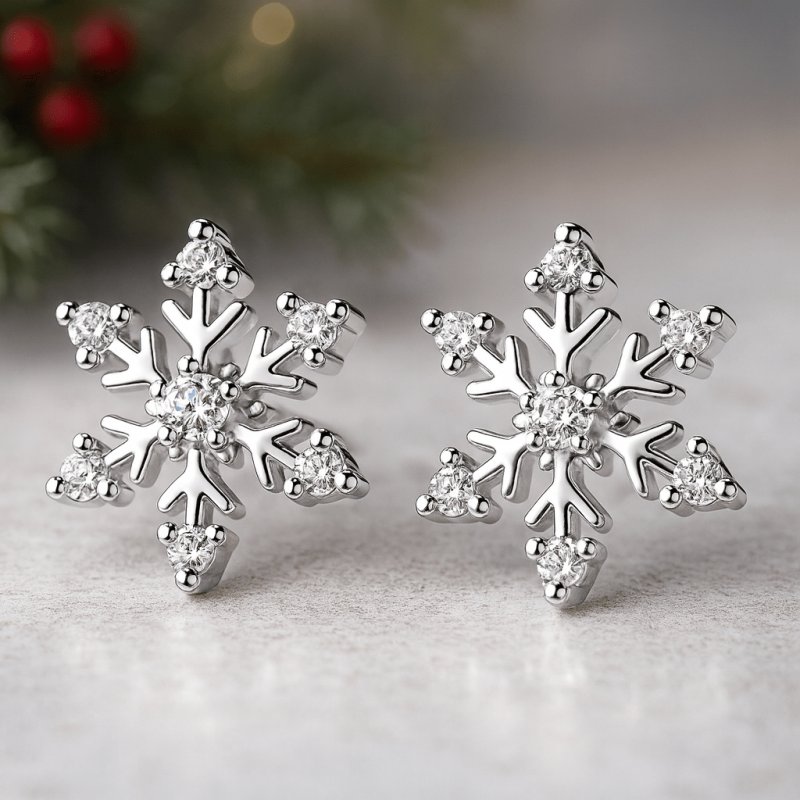 Srebrne kolczyki śnieżki wkrętki sztyfty prezent na święta srebro próba 925