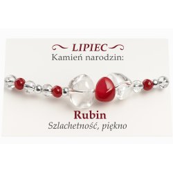 Srebrna damska bransoletka w butelce lipiec rubin srebro próba 925