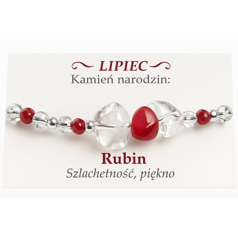 Srebrna damska bransoletka w butelce lipiec rubin srebro próba 925