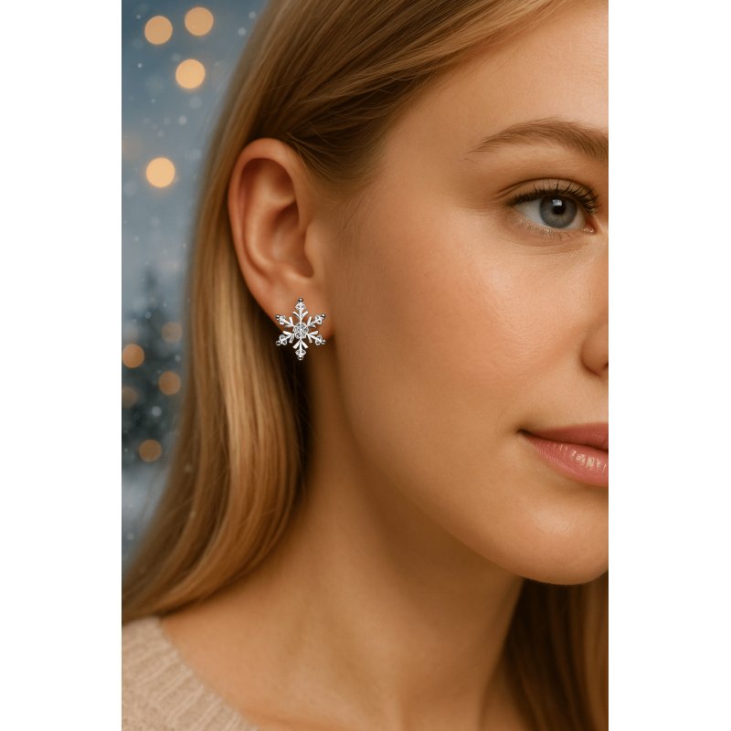 Srebrne kolczyki śnieżki wkrętki sztyfty prezent na święta srebro próba 925