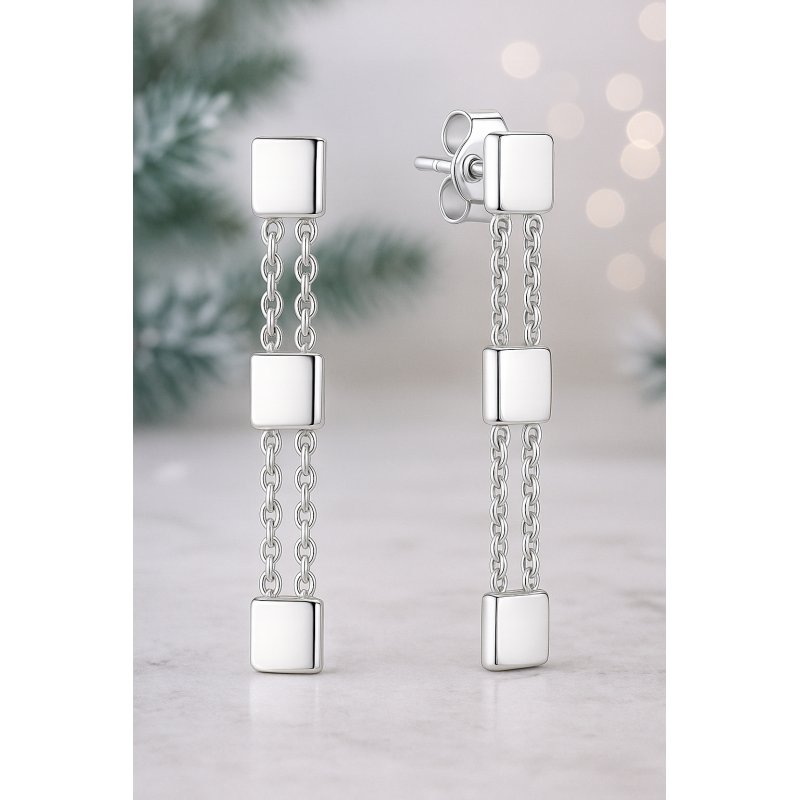 Długie srebrne kolczyki wiszące damskie srebro 925 oryginalne wkrętki