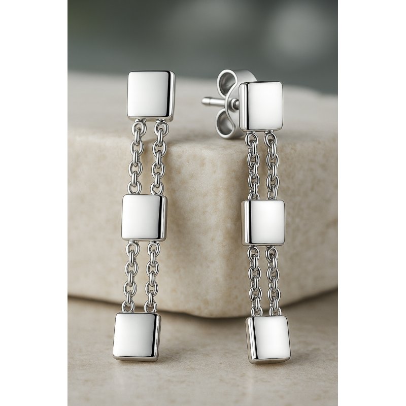 Długie srebrne kolczyki wiszące damskie srebro 925 oryginalne wkrętki