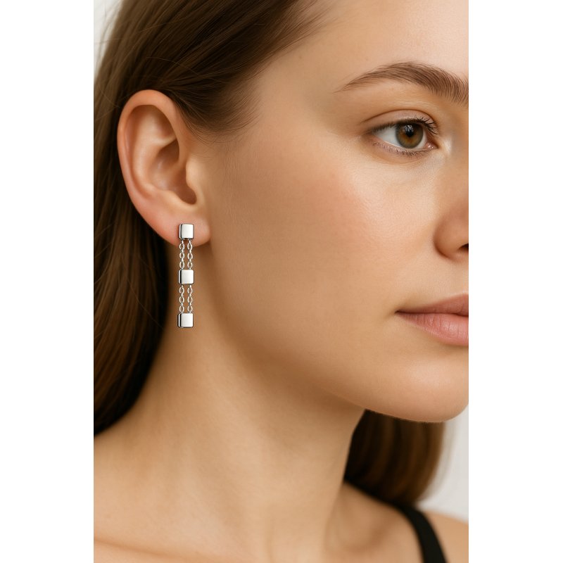 Długie srebrne kolczyki wiszące damskie srebro 925 oryginalne wkrętki